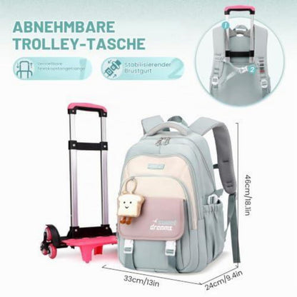Grüner Schulrucksack Trolley für Mädchen & Teenager 36L
