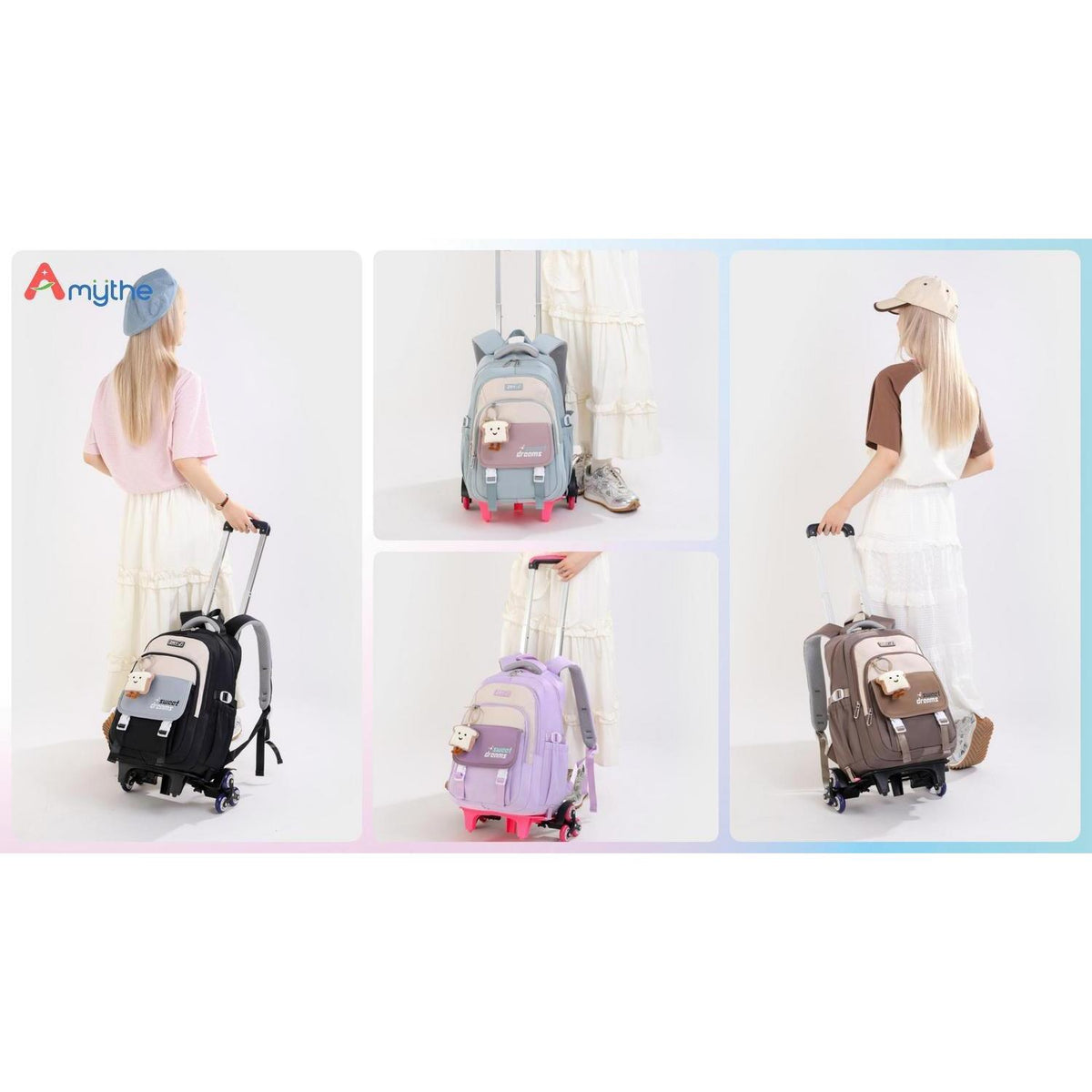 Schulrucksack Trolley Mädchen Lila – 36L, Abnehmbar