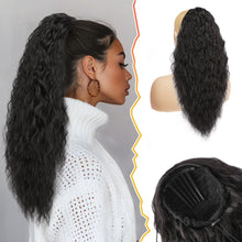 Lockige Ponytail Extension 56cm Schwarz Braun Hitzebeständig