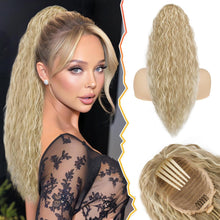 Lockige Pferdeschwanz-Extension mit Kordelzug, 56cm - Hell Aschblond