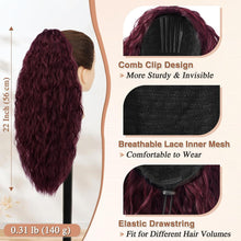 Lockiger Ponytail Extension, 56cm Rot Synthetik