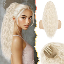 Lockiger 56cm Blond Pferdeschwanz Haarteil mit Kordelzug