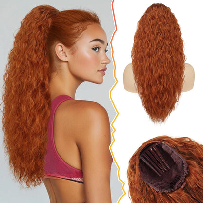 Wellige Synthetische Pferdeschwanz Haarverlängerung, 56cm, Kupferrot