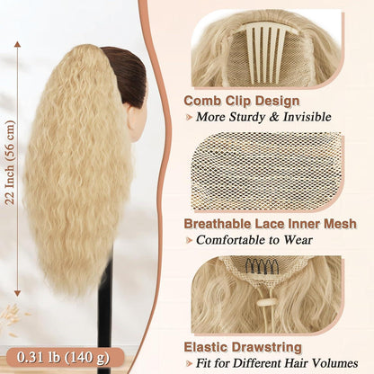 BARSDAR Pferdeschwanz Haarteil 56cm Lang Lockige Ponytail