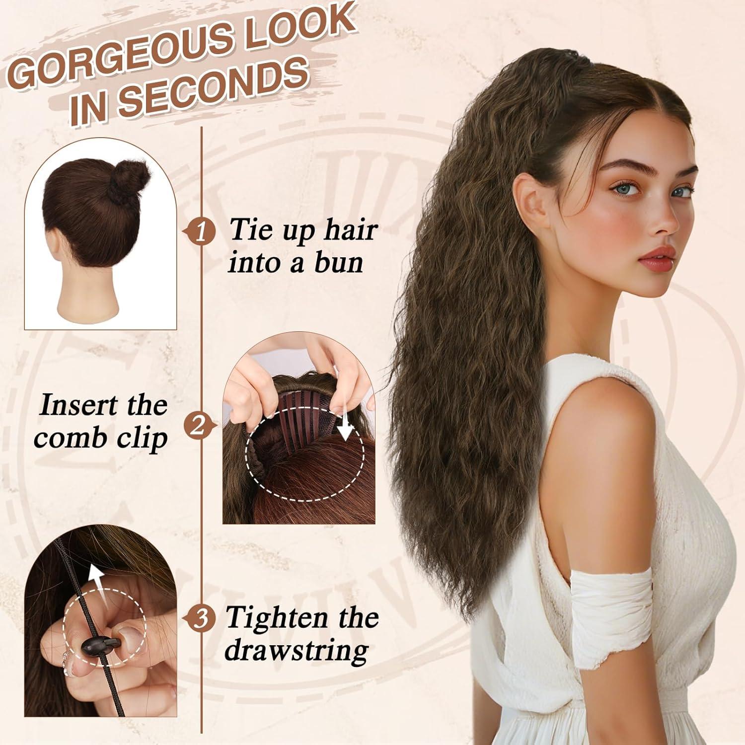 Lockige Ponytail Extension 56cm Synthetisch Mittelbraun Gemischte Haarverlängerung