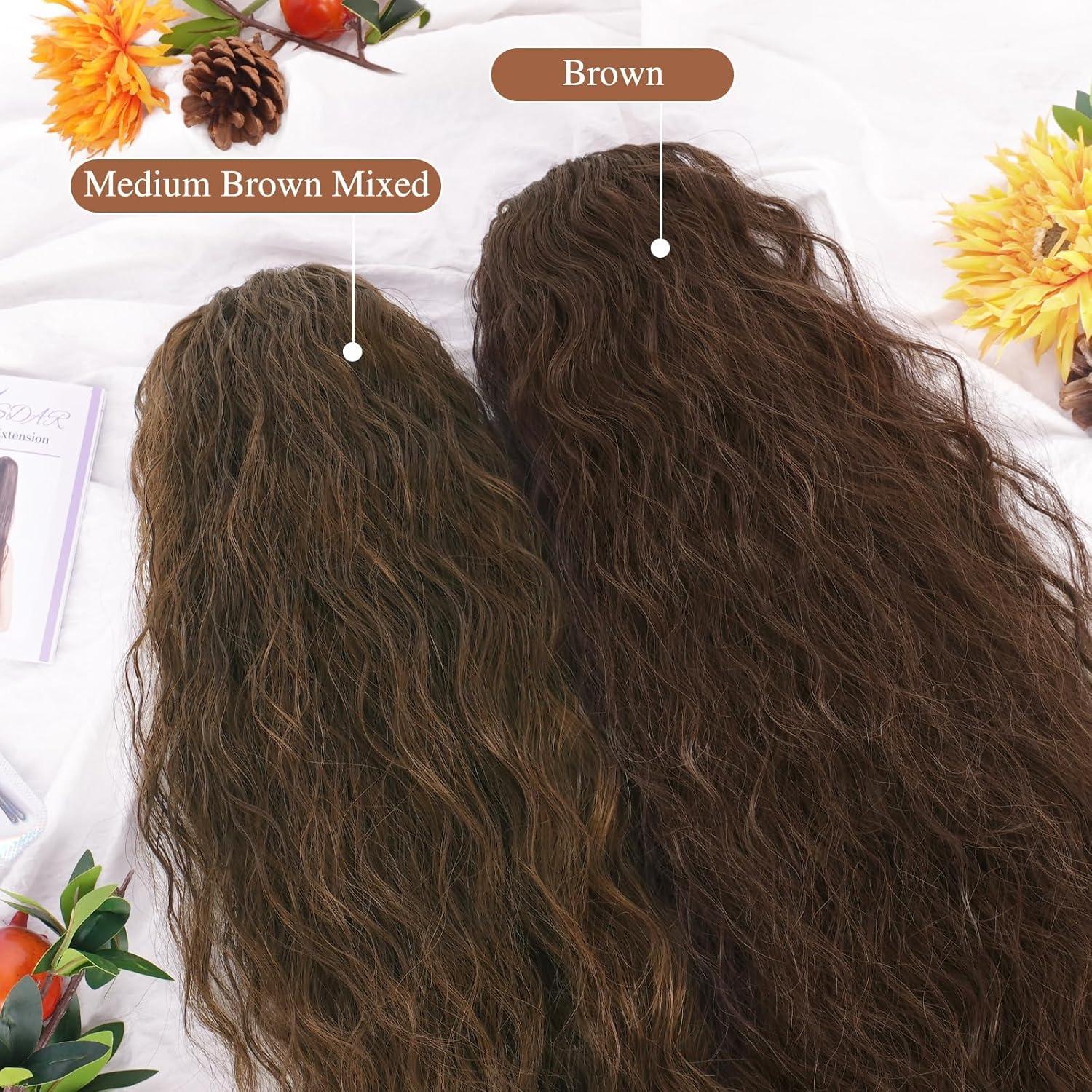 Lockige Ponytail Extension 56cm Mittleres Braun Haarverlängerung