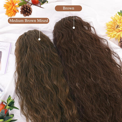 Lockige Ponytail Extension 56cm Mittleres Braun Haarverlängerung