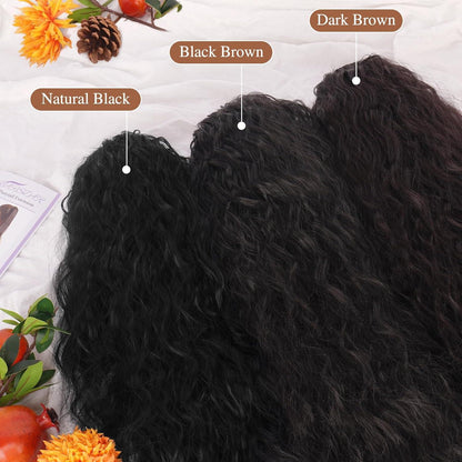 Lockiges Pferdeschwanz Haarteil 56cm Schwarz - Synthetische Extension