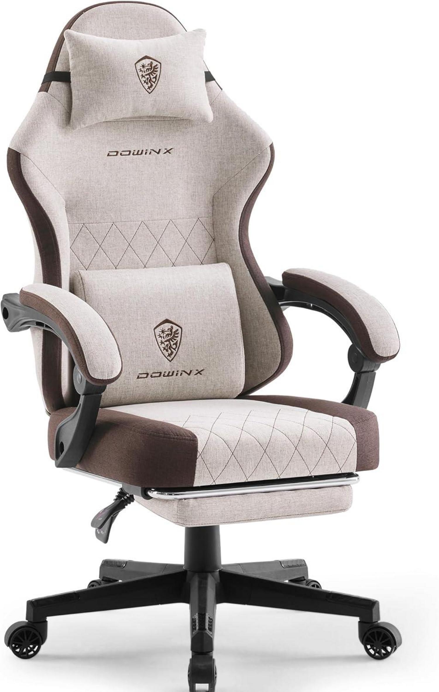 Ergonomischer Gaming Stuhl mit Massage und Fußstütze, Braun