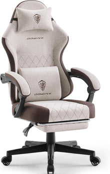 Ergonomischer Gaming Stuhl mit Massage und Fußstütze, Braun
