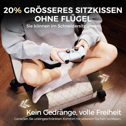 Ergonomischer Gaming Stuhl mit Fußstütze & Massage, Braun