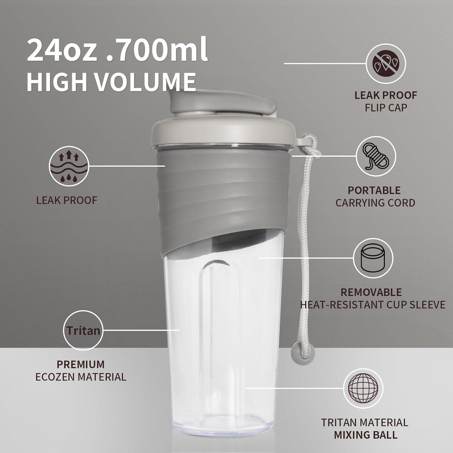 700ml Protein Shaker Tritan BPA-free Silikongriff Fitness Grau