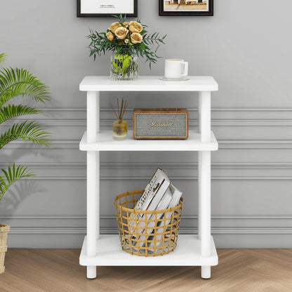 Schmaler Beistelltisch 3-stufig mit Ablage, 40x18x62,5cm, Weiß