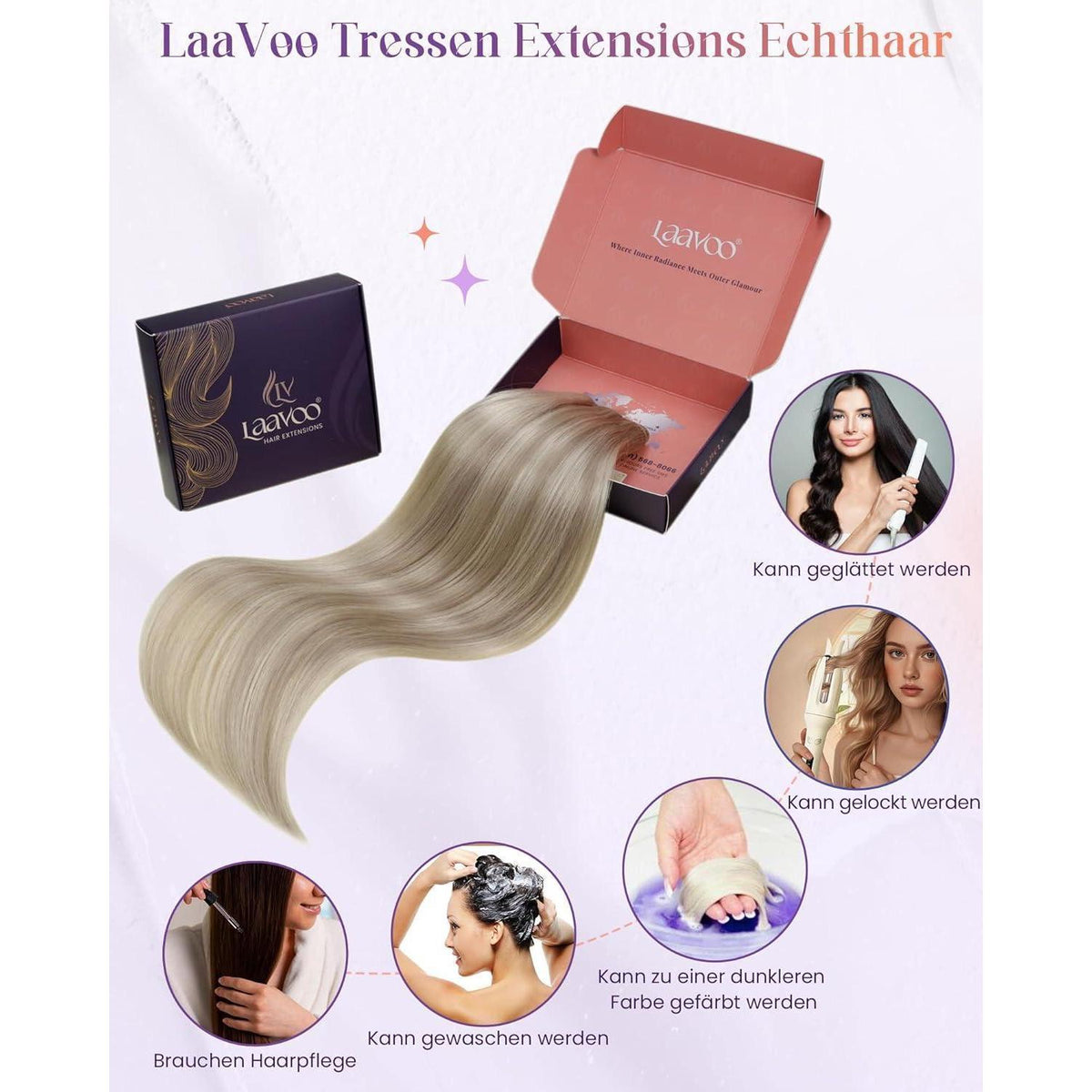 Echthaar Tressen Blond Highlights 40cm - Remy Haarverlängerung