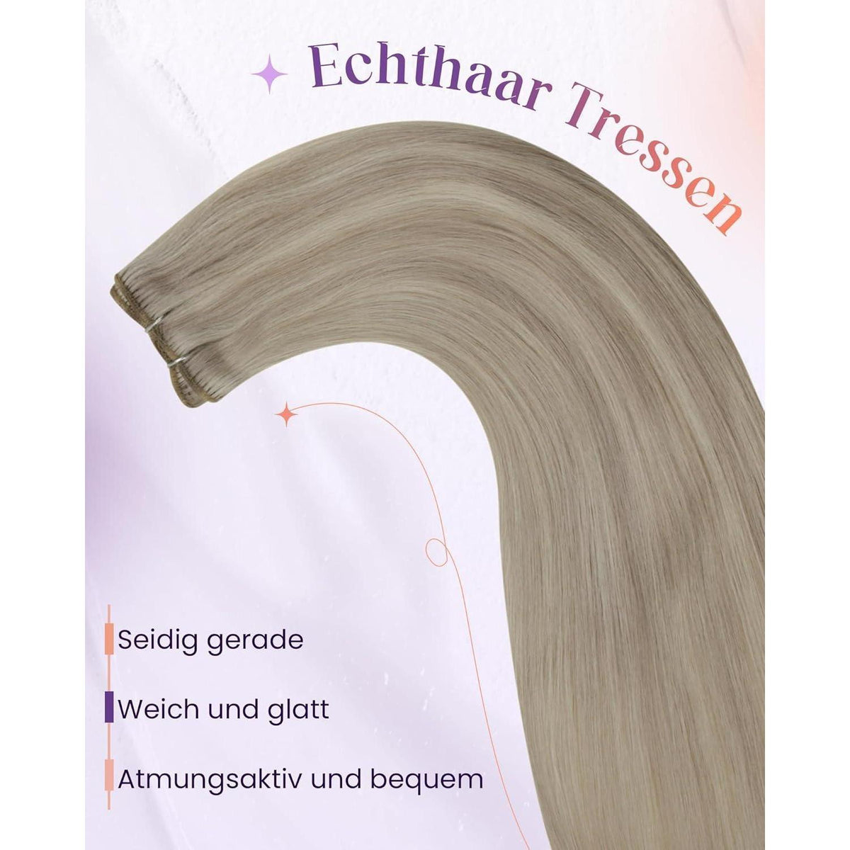 Echthaar Tressen Blond Highlights 40cm - Remy Haarverlängerung
