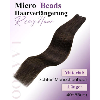 Echthaar Tressen mit Micro Rings - Braun #2 - 50g - 50cm