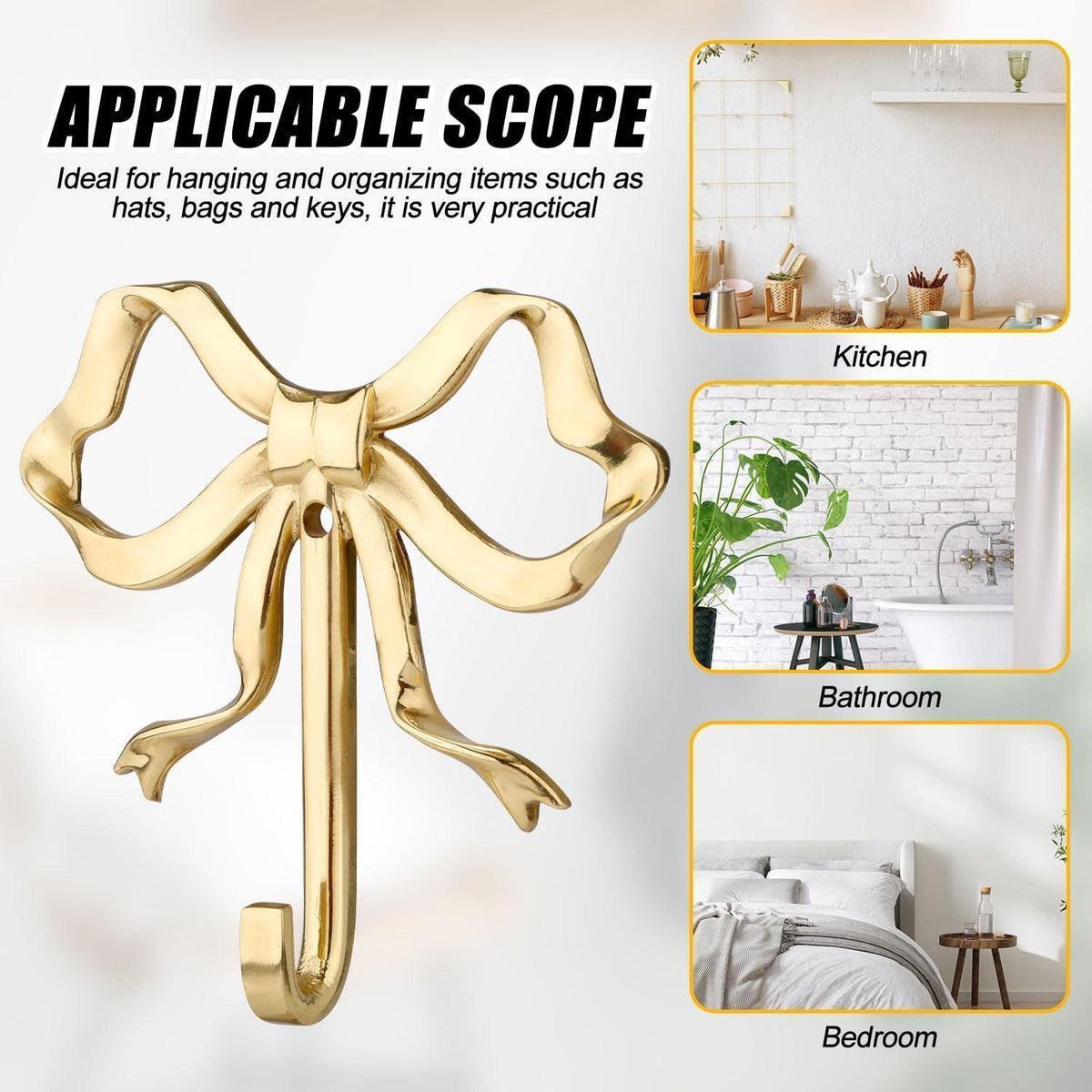 Vintage Wandhaken mit Schleife – Goldener Kleiderhaken