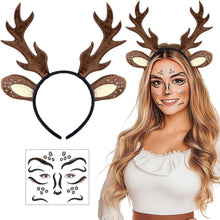 Reh Kostüm Set mit Geweih Haarreif und Gesichtstattoo
