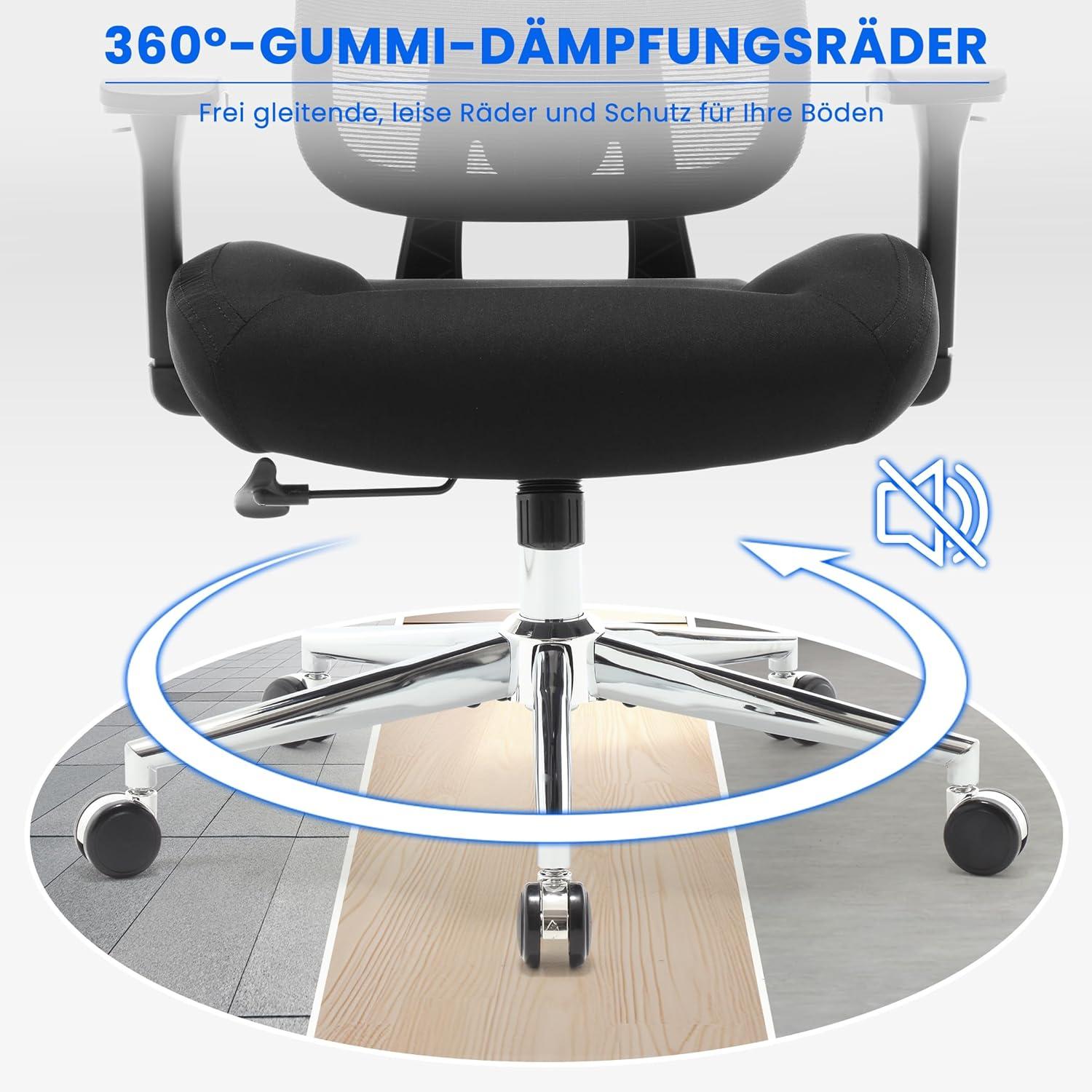 Fantasylab Ergonomischer Bürostuhl 200KG 3D Kissen 4D Armlehnen Mesh Bürostuhl