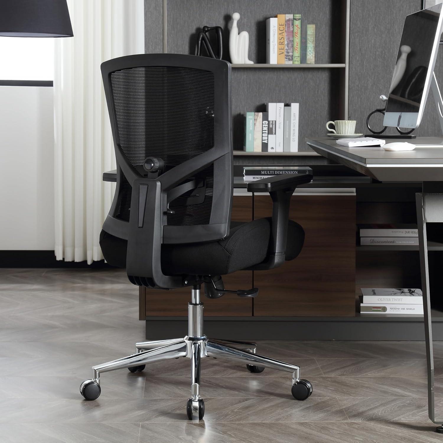 Ergonomischer Bürostuhl 200KG mit 3D Kissen, 4D Armlehnen, Verstellbarer Lordosenstütze