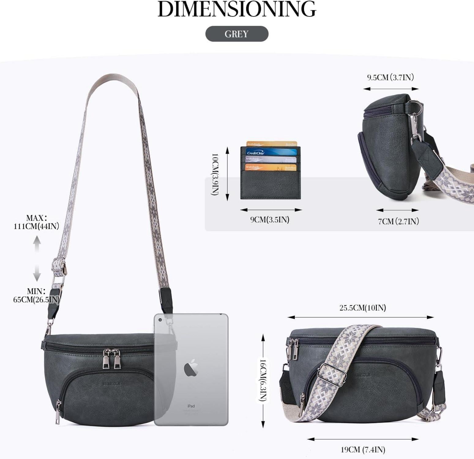 MUIIKOLA Damen Umhängetasche Veganes Leder RFID Blockierung Brusttasche