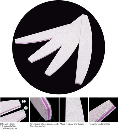 10er Set Professionelle Nagelfeilen 100/180 Grit für Gelnägel DIY