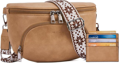 Damen Umhängetasche Veganes Leder RFID Schutz Crossbody Brusttasche