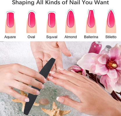Nagelfeilen 10 Stck Professionell 100/180 Grit Gelngel Doppelseitige Feilen Schwar
