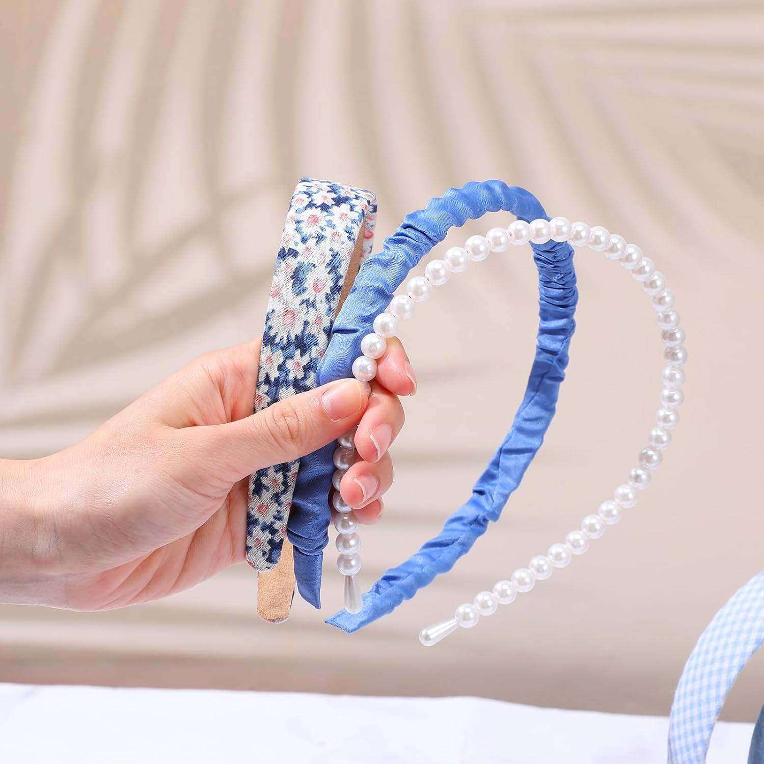 7-teiliges Haarreifen Set für Damen und Mädchen - Modische Stirnbänder Glitzernd