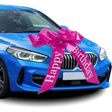 Große Rote Autoschleife mit Saugnapf – Happy Birthday Rosa