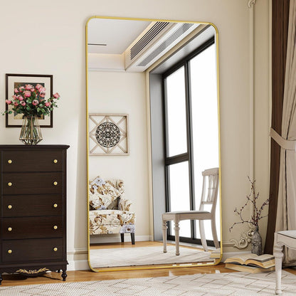 Ganzkörperspiegel Gold 171x76cm – Standspiegel mit Ständer