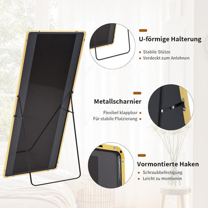 Ganzkörperspiegel Gold 171x76cm – Standspiegel mit Ständer
