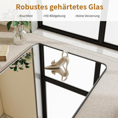 Ganzkörperspiegel 171x76cm Schwarz – Standspiegel zum Anlehnen & Aufhängen