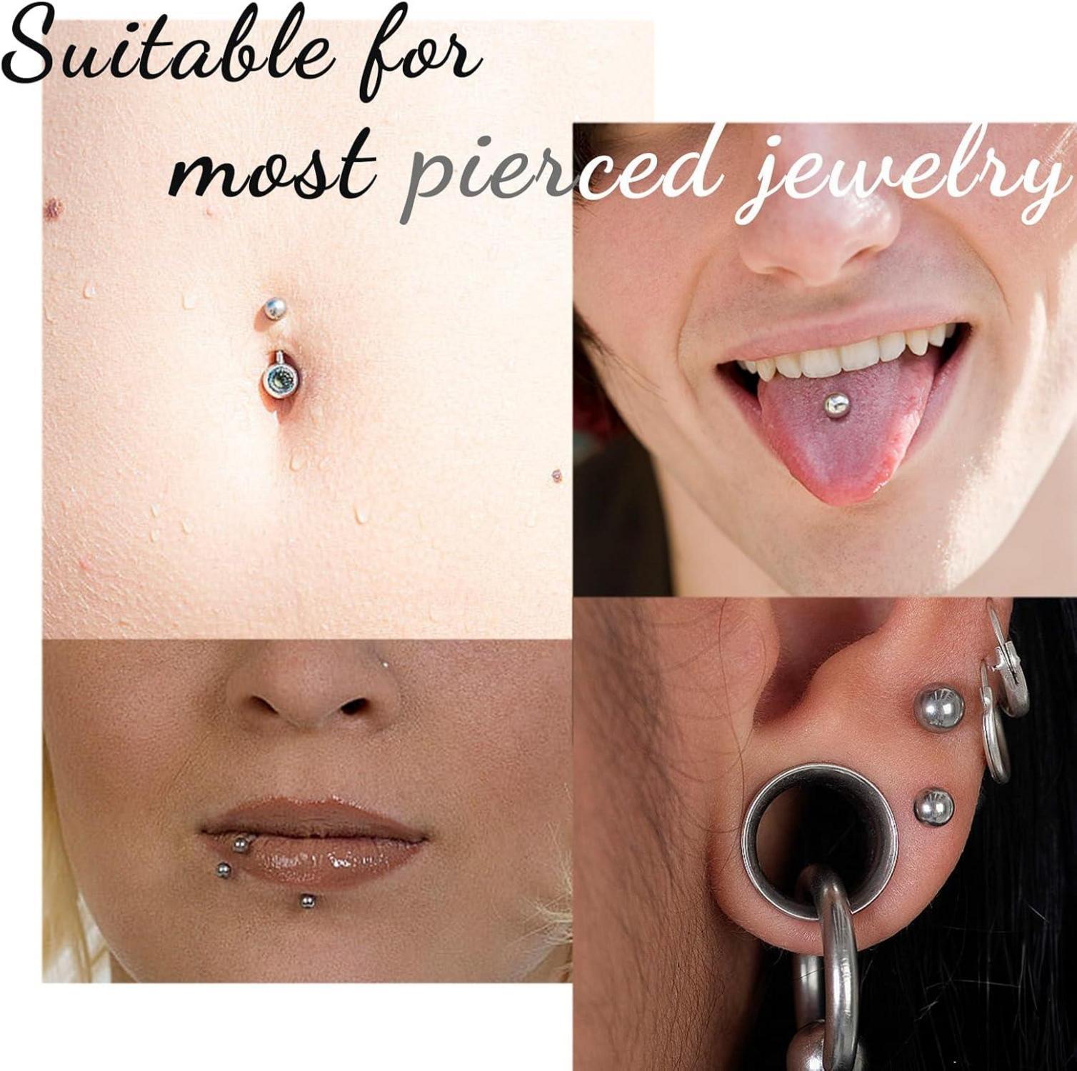 Piercing Kugeln Set 1,2mm Chirurgenstahl 32stk 3/4/5/6mm Silber Bauchnabel Nase Lippe
