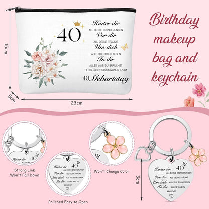 Geburtstagsgeschenk 40. Geburtstag für Frauen: Kosmetiktasche, Socken, Schlüsselanhänger