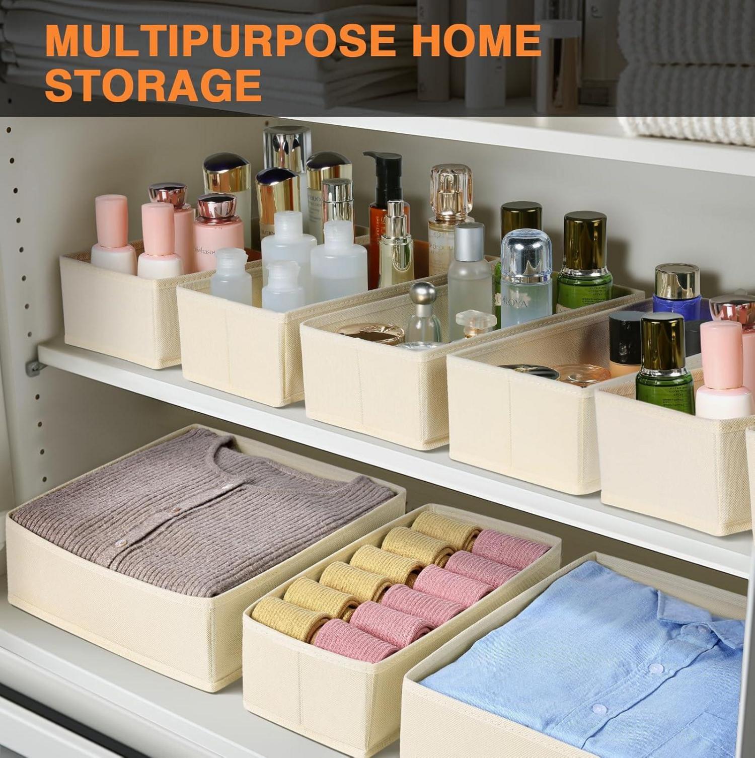 Schubladen Organizer Kleiderschrank - Faltbare Unterwäsche 15er Set Beige