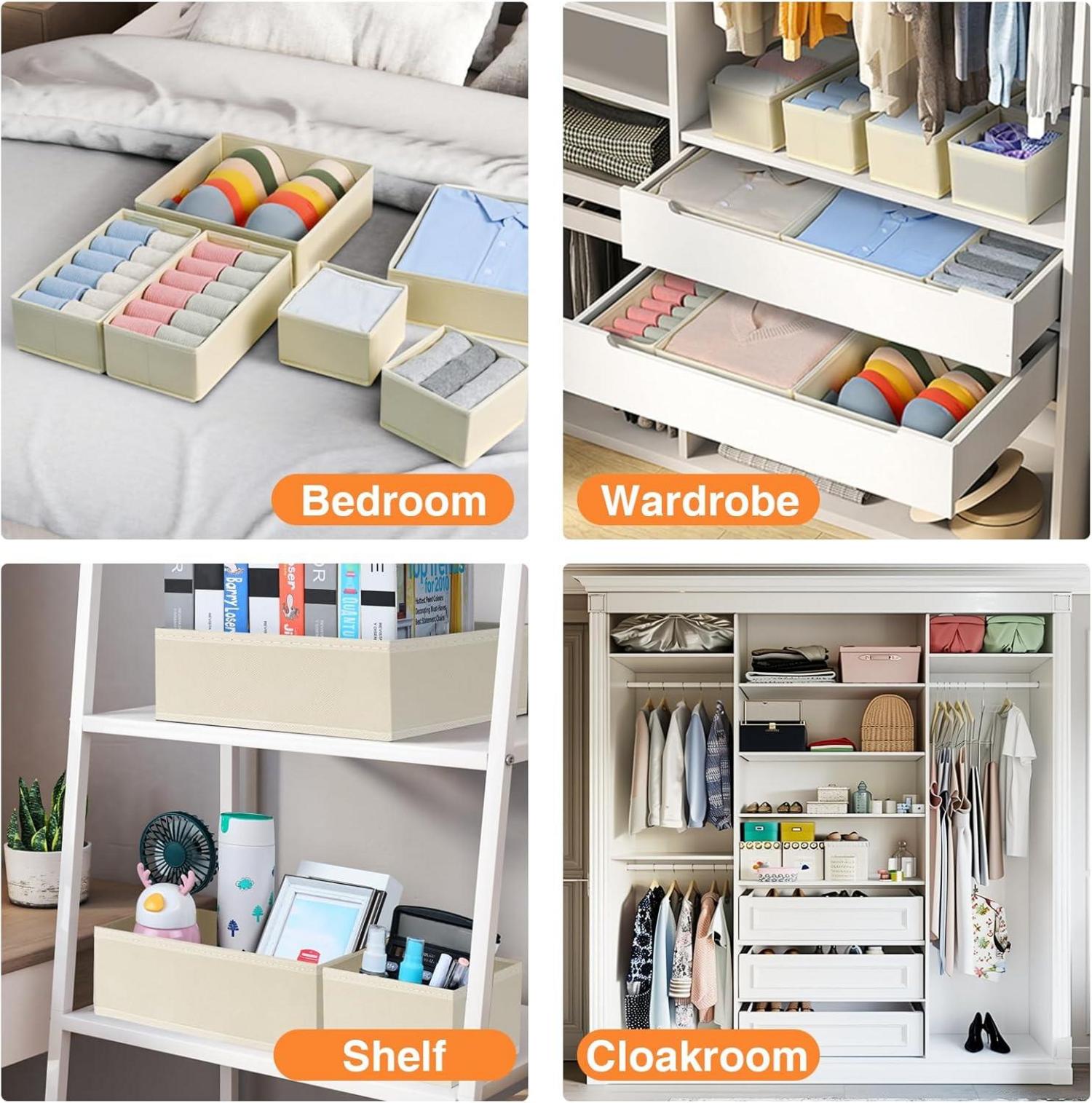 Schubladen Organizer Set für Kleiderschrank - Stoff Aufbewahrungsboxen