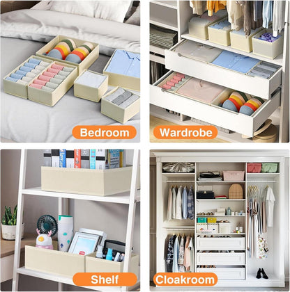 Schubladen Organizer Set für Kleiderschrank - Stoff Aufbewahrungsboxen