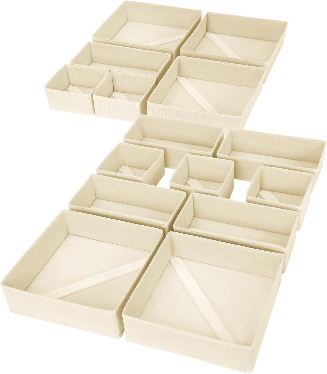 Schubladen Organizer Kleiderschrank - Faltbare Unterwäsche 15er Set Beige