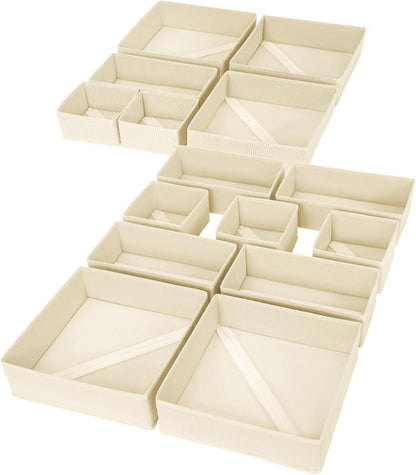 Schubladen Organizer Kleiderschrank - Faltbare Unterwäsche 15er Set Beige