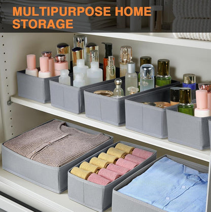 Schubladen Organizer Set 15-teilig Stoff Aufbewahrungsboxen - Hellgrau