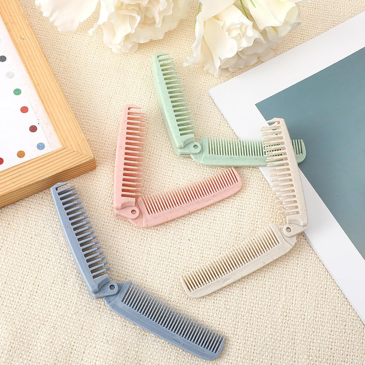 4er Pack Faltbare Mini Haarbürste Reisekamm für Frauen