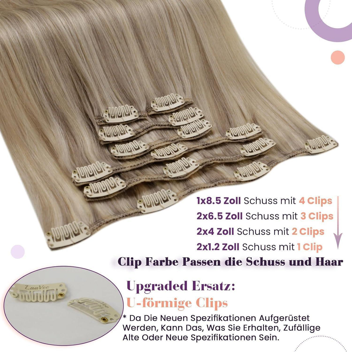 Echthaar Clip-in Extensions Blond 60cm - Natürliches Volumen