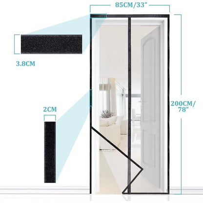 Magnet Fliegengitter Tür 85x200cm Schwarz Robust & Wetterfest