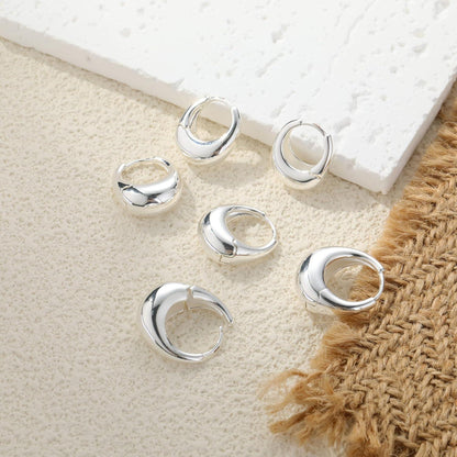 Elegante Creolen Set 925 Silber 14K Vergoldet Damen Ohrringe FUNEIA
