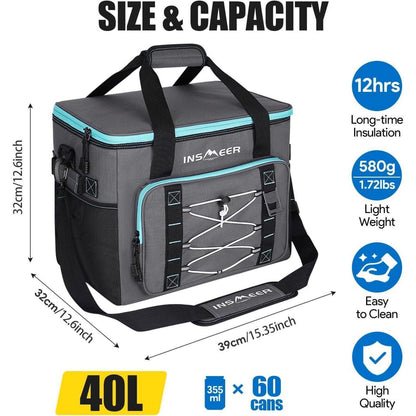 Große Kühltasche 40L – Faltbar, Auslaufsicher & für 60 Dosen