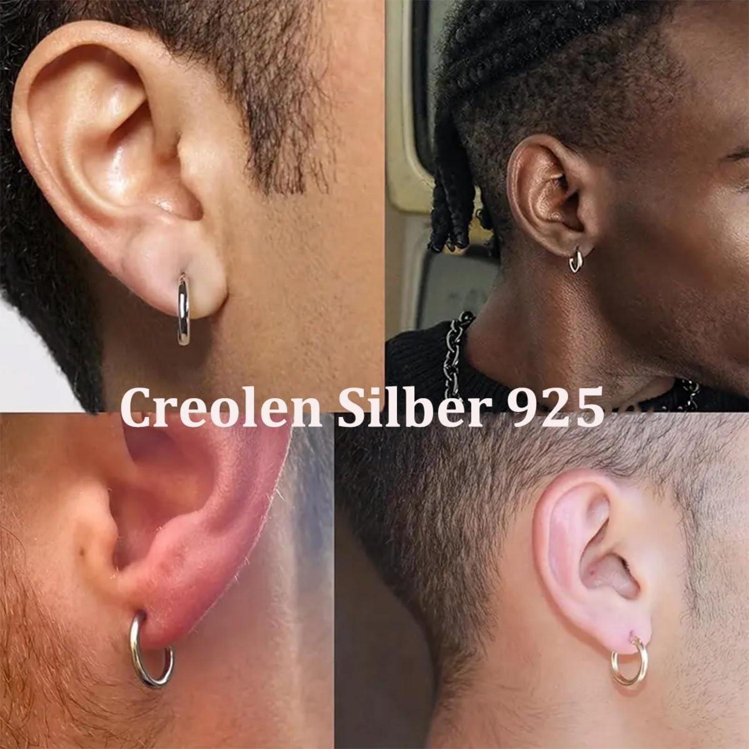 FUNEIA 3 Paar Silber 925/Gold Creolen Damen Ohrringe Set 14K Vergoldet Mini Wasserfest Ohrringe Set