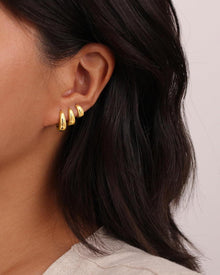 Damen Creolen Set Silber 925/14K Gold Vergoldet 3 Paar