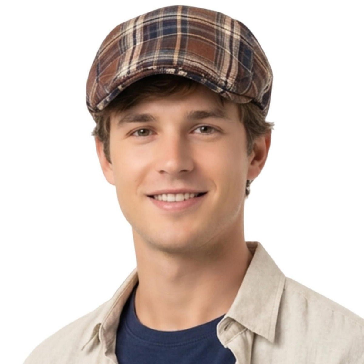 Karierte Schiebermütze Herren Damen Sommer Flatcap Vintage