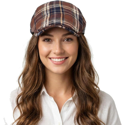 Karierte Schiebermütze Herren Damen Sommer Flatcap Vintage